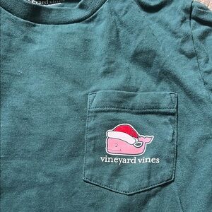 Vineyard Vines Green Tee with Festive Whale